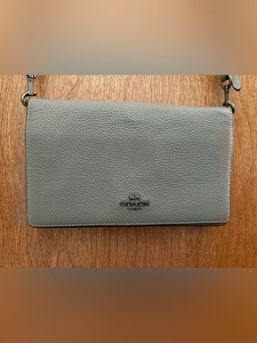 Coach Pebbled Leather Hayden Foldover Crossbody Bag in Gray - Small (8”x5”)